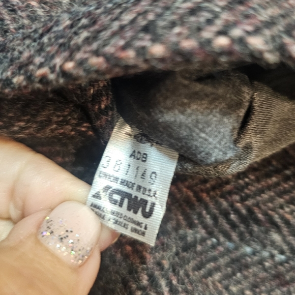 Vintage Charles Klein Wool Herringbone Coat Women’s 14 Long Double Breasted Made - Picture 7 of 15